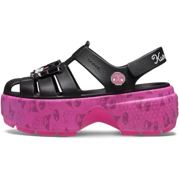 Hello Kitty Kuromi My Melody Stomp Sandals Crocs - Black / Pink - Picture 4 of 13